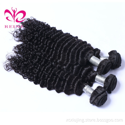 REINE Wholesale Raw Indian  Hair Deep Wave Indian Hair Bundles With Closure